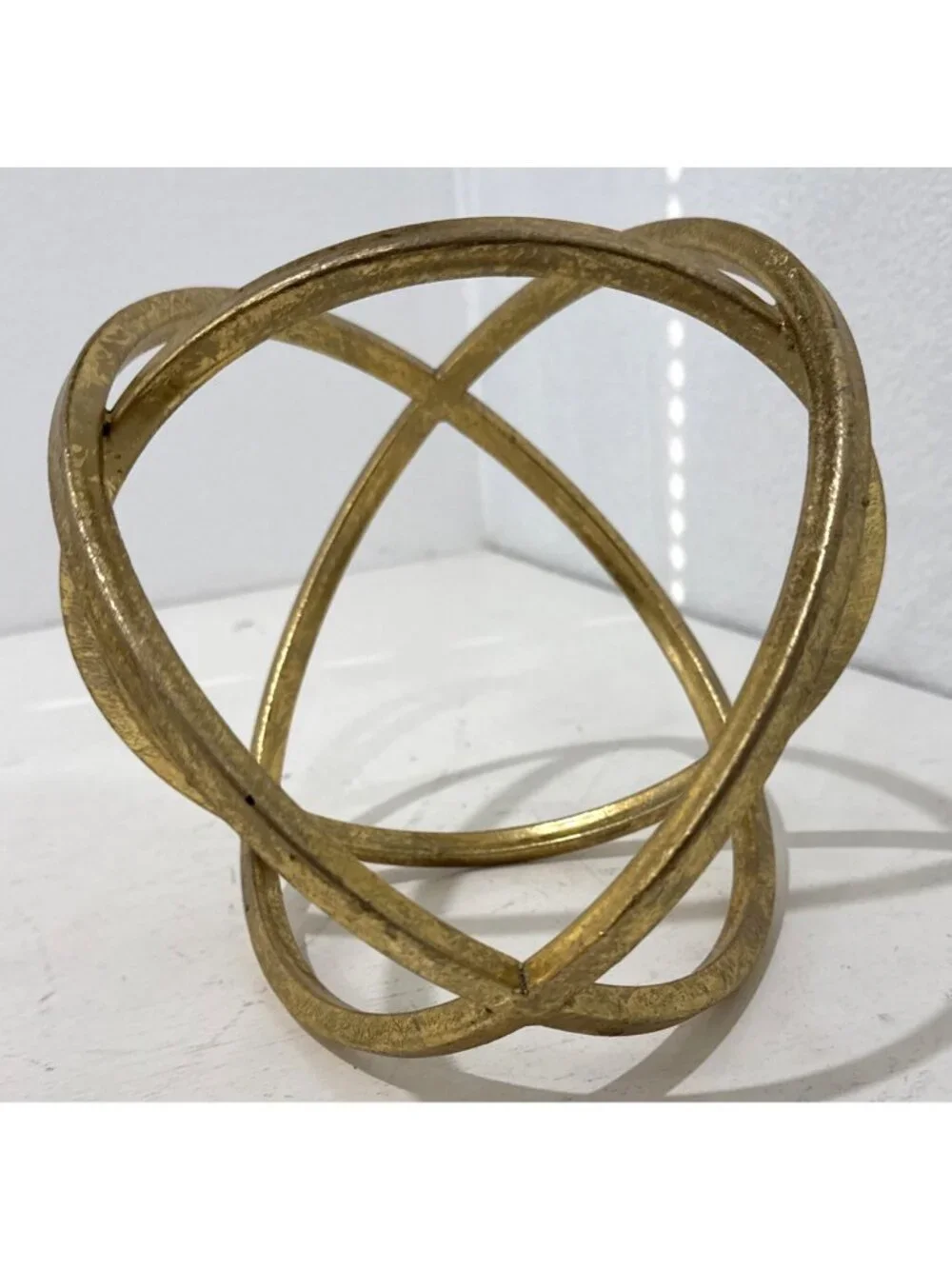 Gold Metal Sphere Orbs Sculpture Home Decor Large  8”